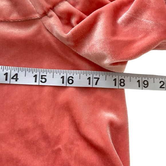 Evenuel Peach Velvet Velour Off Shoulder Crop Top - Size Large - Picture 10 of 11